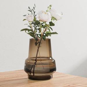 lot 3867 image: Relexome Amber Glass Vase Bud Flower Vase with Modern Design, Brown Wide Mouth Decorative Vase Gift for Home Decor, Living Room, Dining Table, Entryway, Shelf, Wedding, Office, 7.3 Inch (Amber)