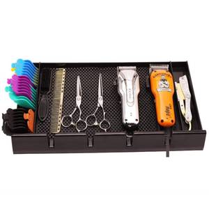 lot 3868 image: ZIBARBER Barber Clipper Tray Organizer, Trimmer, Corded Clippers Holder for Hairdresser, Salon Station Haircut Tools Keeper with Anti-Slip Mat - 15.7 L x 8.9 (Rectangle)