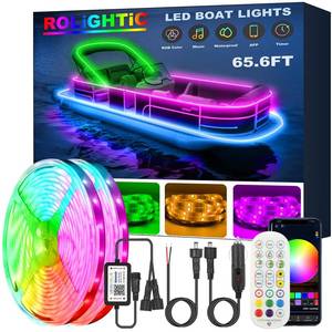 lot 3873 image: ROLiGHTiC 65.6FT LED Boat Lights, 12V APP RF Remote Control Pontoon Boat Lights, IP66 Waterproof RGB Marine Strip Lights, Boat Interior Light, Boat Deck Light for Bass Boat, Fishing Boat, Yacht