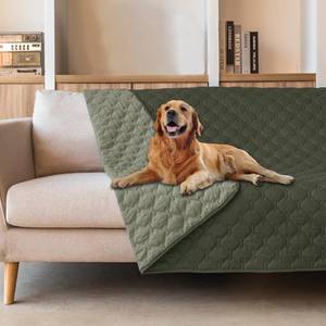 lot 3878 image: gogobunny 100% Double Sided Waterproof Dog Blanket Soft Pet Bed Cover Reversible Protect Furniture Couch Sofa Car for Puppy Large Dog Cat (Dark OliveLight Olive, 82x120 Inch (Pack of 1))