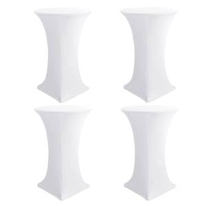 lot 3891 image: HolidayIdeas Cocktail Table Covers, 4 Pack - Fitted Stretch Spandex Square Corners Cocktail Tablecloths (White, Fit for 30-32 Diameter x 43 Height Tables)