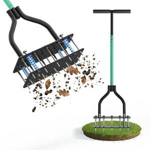 lot 3892 image: Lawn Aerator Tool with Dual-Layer Self-Cleaning Spikes, 15 Spike Heavy Duty Manual Lawn Aerator for Compact Soil, Anti-Clog Grass Aerator for Yard, Garden & Lawn Care