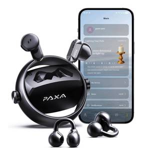 lot 4116 image: PAXA 2-in-1 Open Ear Clip-On Wireless Earbuds with StillVoice App, Bluetooth 6.0, 140H Playtime, Hybrid Noise Reduction, Auto LR Sync, Comfortable Fit for Work, Fitness & Daily Use, Ctbuds Black