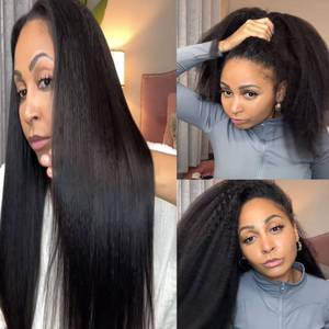 lot 4117 image: 14 Inch Crochet Hair for Black Woman 100% Brazilian Virgin Human Hair Extensions Feather Light Yaki Straight Pre-Separated Invisible Natural Black 50g