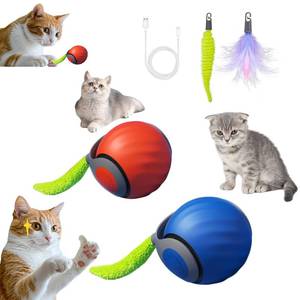 lot 4120 image: 2026 Upgraded Self-Moving Cat Toy Ball with Tail (2-Pack) - Rechargeable Smart Interactive Kitten Toys, 2-Speed Modes, Bite-Resistant Indoor Exercise Toys for Bored Cats (Blue&Orange)