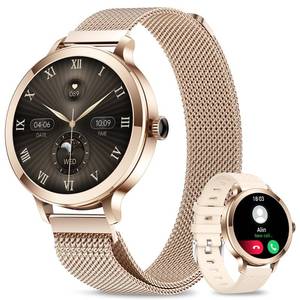 lot 4353 image: niolina Smart Watches for Women, 1.106 AMOLED Small Screen Smartwatch AnswerMake Call for Android iOS Phones, IP68 Waterproof Fitness Activity Tracker with 100 Sports, Heart Rate, SpO2, Rose Gold
