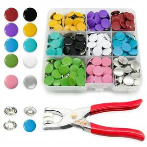 lot 4356 image: PIGORY Metal Snap Button Kit, 10 Colors Solid Snaps for Fabric with Fastener Pliers Press Tool Kit, 9.5mm Sewing Snaps for DIY Crafting Clothing(100Set)