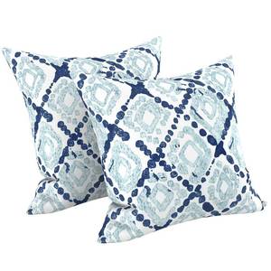 lot 4384 image: LVTXIII 2 Pack Outdoor Throw Pillow Covers for Patio Furniture, 16x16 Inch Square Pillow Case, Water-Repellent Cushion Covers for Garden, Porch, Sofa, Boho Geometry Blue