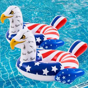 lot 4397 image: VercanMonth 2 Pack American Flag Inflatable Eagle Pool Float for Kids-24 Inch 4th of July Swim Tube Rings 250th Anniversary Red White & Blue Floating Raft for Summer Lake Beach Pool Party Ride