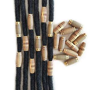 lot 4405 image: 60PCS Dreadlocks Wood-Like Hair Jewelry Imitation Wood Long Tube Beads Hair Accessories for Braids Twists Locs DIY Craft Barrel Beads