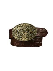 lot 4440 image: GORGLITTER Womens Cowboy Belts Floral Country Belts Leather Waist Belt for Jeans Pants Coffee Brown suit waist size29.5-33.5