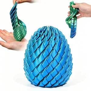 lot 4446 image: KEZPO Twisty Fidget Egg, 3D Printed Spiral Fidget, Stress Relief Desk Gadget for Adults, Dragon Egg Collectible (Blue-Green)