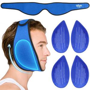 lot 4457 image: Hilph Face Ice Pack Wisdom Teech Ice Pack Head Wrap for Facial Oral Surgery Pain Relief for TMJ, Jaw Ice Wrap with 4 Hot Cold Gel Packs Reusable for Tooth Extraction & Teeth Removed, Tonsil Blue
