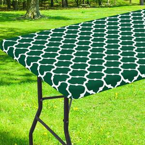 lot 4470 image: Smiry Rectangle Picnic Table Cover, Waterproof Elastic Fitted Camping Tablecloths for 6 Foot Tables, Wipeable Flannel Backed Vinyl Tablecloth for Indoor, Outdoor (Emerald Green, 30x72 Inches)
