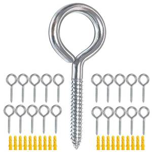 lot 4487 image: YAIRMIS Pack of 20 Metal Hook Heavy-Duty Eye Screws, 304 Stainless Steel Screw Hooks, self-Tapping Eye Ring Bolt Hooks, Wood Terminal Eye Hole Hooks, Pendant Lights Wires, Strong Indoor