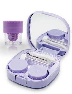 lot 4489 image: Vastsoon Contact Lens Case with Cleaner Washer, Travel Size Cute Colored Contact Lenses Applicator Removal Tool Kit with Mirror Solution Bottle for Daily Outdoor (Purple)
