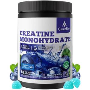 lot 4493 image: GlucoBio Creatine Monohydrate Gummies (5g) �� Pre-Workout Energy & Muscle Growth Support for Men & Women  Blueberry Electrolyte Gummies (135 Count)