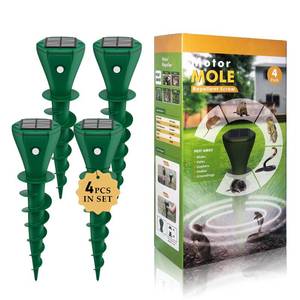 lot 4498 image: Solar Powered Mole Repellent for Lawns 4 Pack��IP65 Waterproof Mole Snake Repeller, Noiseless Design Vibrating Stake, Repels Outdoor Snakes Gophers Moles
