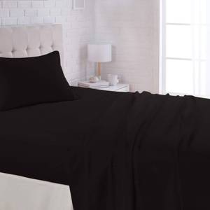 lot 5002 image: Amazon Basics Lightweight Breathable Super Soft Easy Care Wrinkle Resistant Brushed Microfiber 3 Piece Bed Sheet Set with 14-Inch Deep Pockets, Twin, Black, Solid