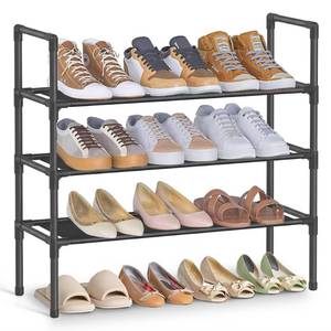 lot 5003 image: SONGMICS 3-Tier Shoe Rack, Shoe Storage for Hallway Closet, Slim and Space-Saving, Metal Frame, Non-Woven Fabric Shelves, Black ULSH043BH01