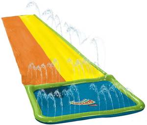 lot 5015 image: Wham-O Slip N Slide 18ft Double Lanes Water Slides with Splash Pool Area and 2 Bodyboards, Extra-Long Backyard Slides for Summer Outdoor Water Parties Activities