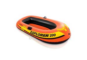 lot 5022 image: INTEX 58330EP Explorer 200 Inflatable Boat Dual Air Chambers �� Welded Oar Locks �� Grab Rope �� 2-Person �� 210lb Weight Capacity