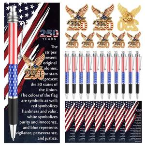 lot 5970 image: Sayglossy 60 Pcs 20 Sets Patriotic 250th Anniversary 4th of July Gifts Bulk 250 Years Patriotic Pens Eagle Lapel Pins Bookmarks Red White Blue 250th Independence Day Favor USA Souvenirs Veteran Gifts