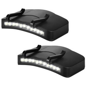 lot 6225 image: Mudder 2 Pcs Hat Light Clip 11 LED Cap Lights Clip on Hat Battery Powered Hat Brim Clip on Light Black Waterproof Ultra Bright Hat Flashlight Clip on Headlamp for Hats Hunting Camping Fishing Hiking