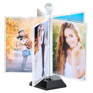 lot 6241 image: ZEEYUAN Rotating Acrylic Photo Frame DIY Multiple Picture Frame 5 Double SidesInsert 10 Pcs of 4x6 Inch Photos,360° Rotation Windmill Picture Frame Desktop Photo Display