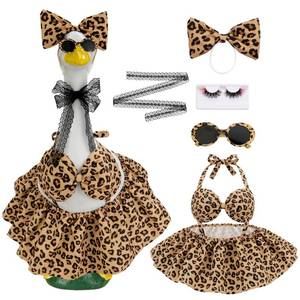 lot 6243 image: FLAIR GIFTS Leopard Bikini Porch Goose Outfit Set for 23 Inch Goose Statue, Swimsuit with Bow Eyelashes Lace Sunglasses Strap, Wild Style Summer Goose Clothes Decor (Leopard) size S