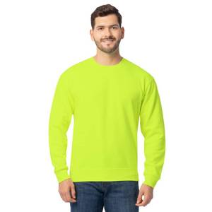 lot 6245 image: Fruit of the Loom Mens Eversoft Fleece, Crewneck & Quarter Zip, Moisture Wicking & Breathable, Sizes S-4X, Sweatshirt-Safety Green, Medium