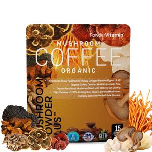 lot 6261 image: PowderVitamin Organic Mushroom Coffee Certified Mold & Mycotoxin Free GrassFed Collagen Types I & III 8 Fruiting Body Mushrooms Tested for BetaGlucans Focus Energy Digestion & Immunity 15 Servings