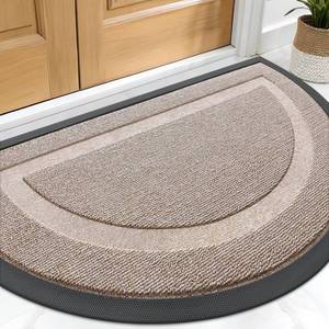 lot 6262 image: OLANLY Half Circle Door Mat Indoor Outdoor Entrance Welcome, Waterproof All-Season, All-Weather Doormat, Sturdy Natural Rubber, Low Profile, Easy Clean Patio Porch Entryway Mat, 29.5x17, Camel