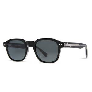 lot 6267 image: KIAURA Lautner Premium UV400 Polarized Sunglasses, XL & Original Sizes, Shape Memory Acetate Frames, Scratch-Resistant Lenses (Black Crystal, Original)