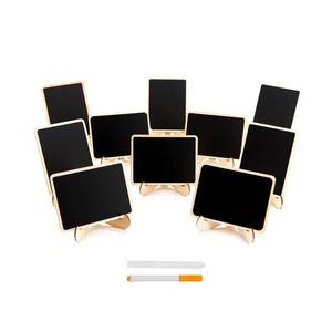 lot 6290 image: DSTELIN 10 Pack Mini Chalkboards Signs with Easel Stand, Small Rectangle Chalkboards Blackboard, Wood Place Cards for Weddings, Birthday Parties, Message Board Signs and Event Decoration