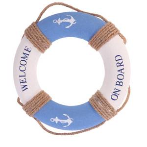 lot 6299 image: PRETYZOOM Hanging Lifebuoy Decoration 11.8 Inch Nautical Life Ring Buoy Wall Sign Mediterranean Style Welcome Aboard Beach Theme Ornament for Home Restaurant Cafe Bar