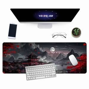 lot 6313 image: Japanese Riverside Full Moon Desk Mat Large Mouse Pad Gaming Mousepad Extended XL Keyboard Mat Computer Laptop Mouse Desktop Mat31.5x11.8inch (by The Full Moon Lake B)