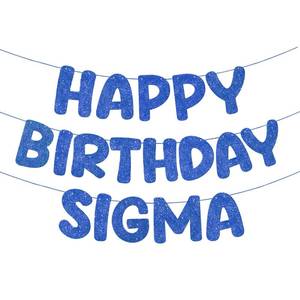 lot 6316 image: Fulmoon Pre Strung Happy Birthday Sigma Banner Glitter Funny Zoomer Gen Z Slang Birthday Party Supplies Gen Z Slang Party Decorations Sign Gift(Dark Blue)