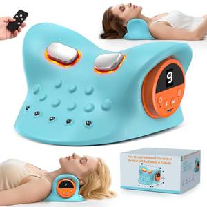 lot 6327 image: Smedz Neck Massager 2026, 4-in-1 Neck & Shoulder Massager with Multi-Directional Stretch, Heating & Vibration, 360° Remote Control��Ergonomic for Home, Office, Car Travel����Sky Blue����