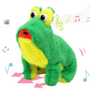 lot 6334 image: Hopearl Jumping Croaking Frog Interactive Electronic Pet Leapfrogging Plush Toy with Sounds and Movements Animated Stick Out Tongue Frog Gifts for Toddlers Birthday, 6