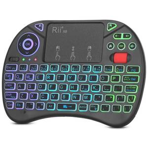 lot 6345 image: Rii X8 Mini Keyboard,Upgrade 2.4GHz Wireless and Bluetooth Keyboard with Touchpad,RGB Backlit,Rechargeable Battery for Android TV BoxMacPCNvidia Shield(2.4GBT Version)