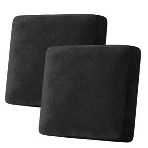 lot 6366 image: H.VERSAILTEX Velvet Stretch Couch Cushion Cover Plush Cushion Slipcover for Chair Loveseat Sofa Cushion Furniture Protector Seat Cushion Sofa Cover (2 Piece Large Sofa Cushion Covers, Black)