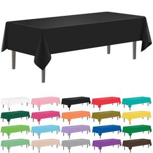 lot 6382 image: YSYJ 12 Pack Black 54 x 108 Inch Disposable Plastic Tablecloths Rectangular Table Cloth Plastic Table Cover for Parties