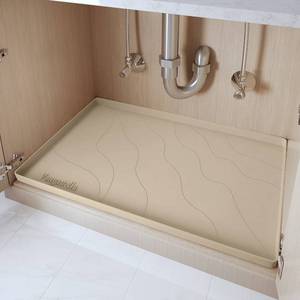 lot 11122 image: Vangostella Heavy Duty Silicone Under Sink Mats for Kitchen Waterproof 31 x 22, Extra Thick Under Sink Rubber Mat Drip Tray, Raised Edge Under Sink Liner,Prevent Drips, Leaks, Spills,Taupe
