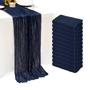 lot 11144 image: 12Pack Navy Blue Table Runner 10Ft Cheesecloth Table Runner Boho Gauze Table Runners Long Cheese Cloth Table Runners for Wedding Party Bridal Shower Thanksgiving Christmas