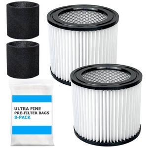 lot 11152 image: Zibopon 90398 Shop Vac Filters Replacement for Shop Vac Type AA Cartridge Filter 90398118692, 9039800, 9039833(2 Pack), with 2 Foam Sleeve & 8 Pre-filter Bags
