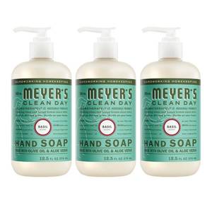 lot 11155 image: MRS. MEYERS CLEAN DAY Hand Soap, Basil Scent, 12.5 Fl Oz Bottle - 3 Pack (Only 2)