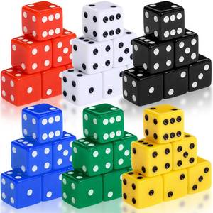 lot 12006 image: Seenelling 36 Piece 19mm Casino Theme Party Dice Sets Acrylic Large D6 Opaque Dice Bulk for Board Games Birthday Theme Party Supply (Classic Color)