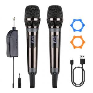 lot 12018 image: Wireless Microphones for Karaoke Singing, Professional Dual Cordless Mic System , 500ft Long Range Dual Handheld Cordless& LED Display, Dynamic Karaoke Microphone for Singing, DJ, Church, Party
