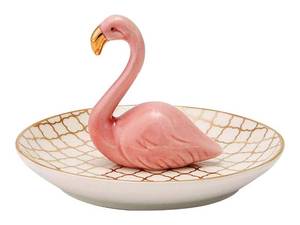 lot 12019 image: Lependor Luxury Porcelain Adorable Flamingos Jewelry Ring Holder - Ceramic Display - Rack Jewelry Dish Organizer �� Perfect for Hold Rings, Chain Bracelets Earrings Trays Dish, Grid Disk - Pink Flamin (Damaged)